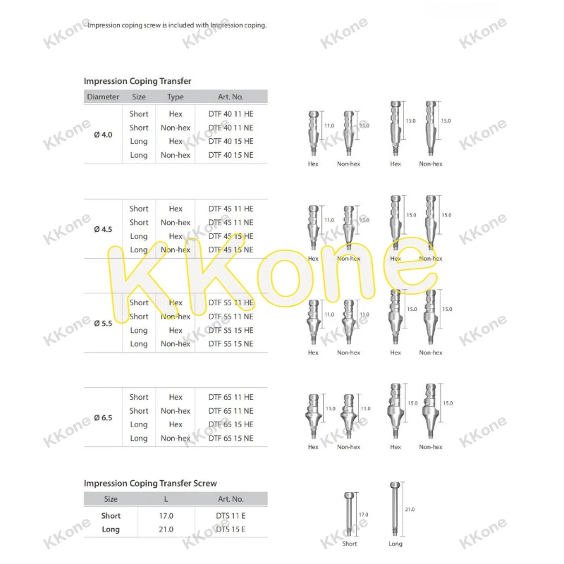 10Pcs Dental Closed Tray Impression Coping For Dentium Implant Planting Accessories Lab Tools
