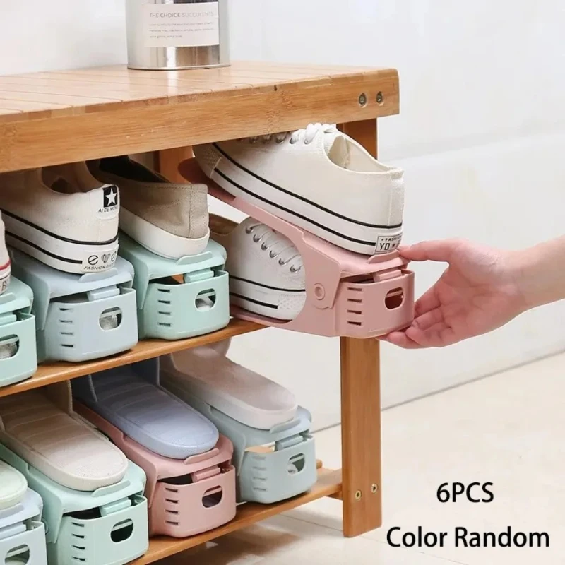 Adjustable Double-layer Shoe Rack Small Thickened And Space Saving Shoe Storage Rack Flat Bottomed High Heel Room Accessories