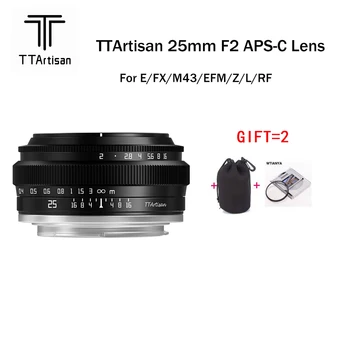 TTArtisan 대형 조리개 고정 초점 렌즈, 25mm F2 카메라 렌즈, 마이크로 단일 인물 사진 스트리트 뷰, E/FX/M43/rf/Z/L에 적합