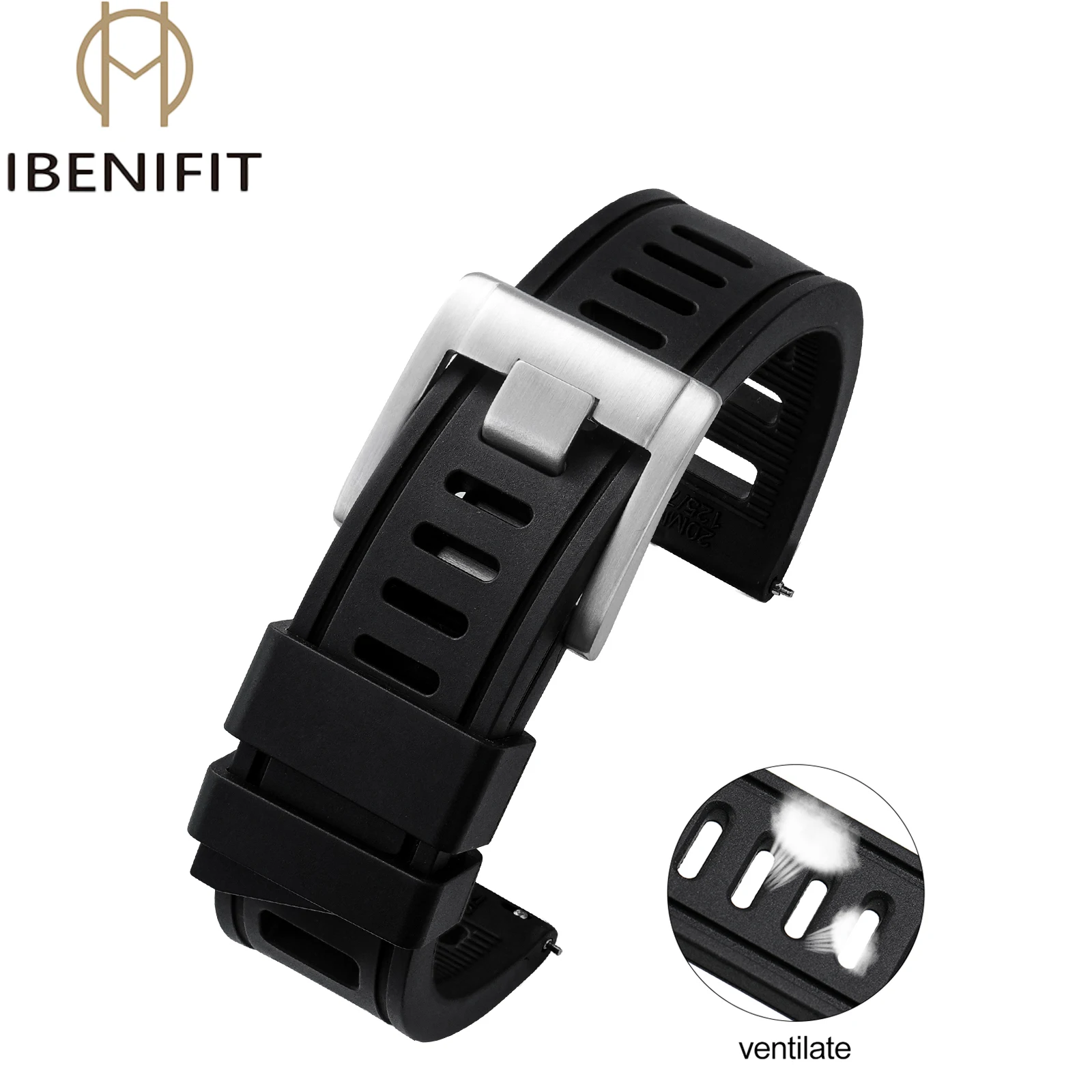 Premium Soft Fluororubber Watch Strap Waterproof Fast Release FKM Rubber Watch bands 20mm 22mm For Each Brand Diving Watches