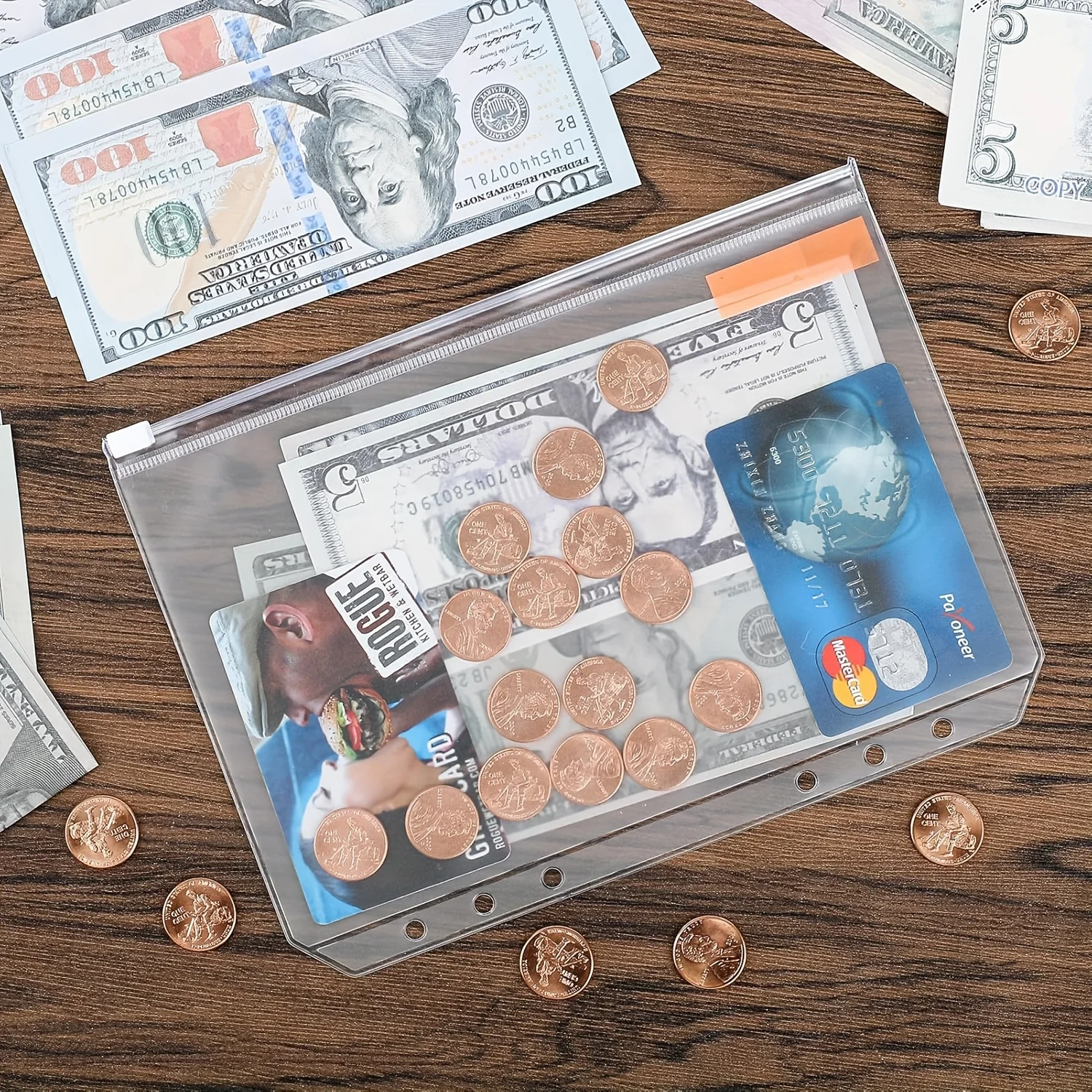 15/25 قطعة جيوب بسحاب A5، مجلدات شفافة مع 6 فتحات، مناسبة لأجهزة الكمبيوتر المحمولة ذات 6 حلقات، منظم ملفات PVC مقاوم للماء