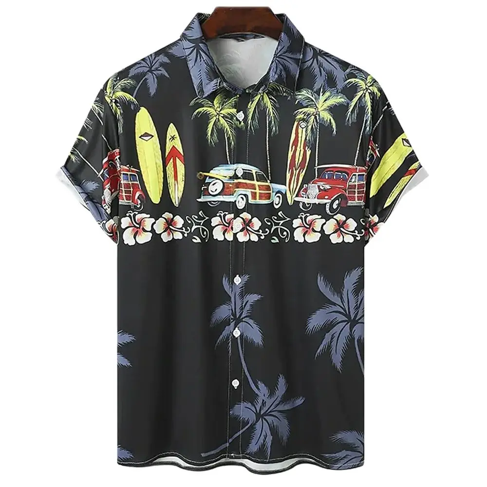 Camisa Hawaii De Manga Corta Para Hombre Y Mujer, En 3d Camisa Con Botones, atasan dari Playa Para Verano, 2024