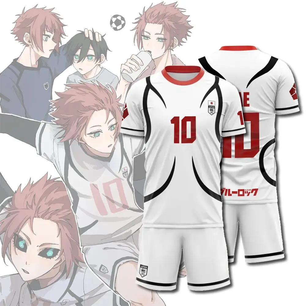 Blue Lock Japan U20 White Cartoon Anime Cosplay Men Jersey Summer Children Short Sleeve Set Fashion Women Cosplay Sets