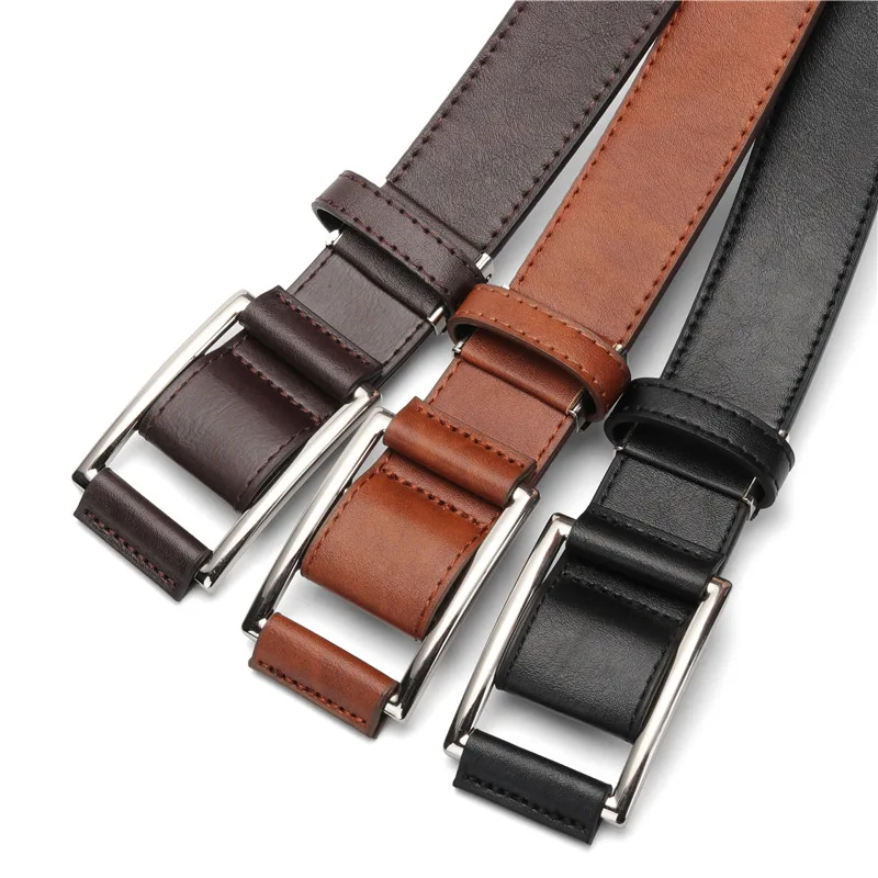3.5CM X 110CM Wholesale Men Belt Non porous With Japanese Clip Buckle Factory Business New Design Black PU Leather