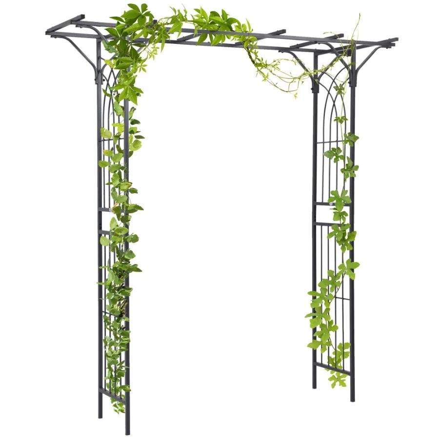 

Garden Trellis Arch 82''Steel Elegant Scrollwork for Weddings Gardens Brown