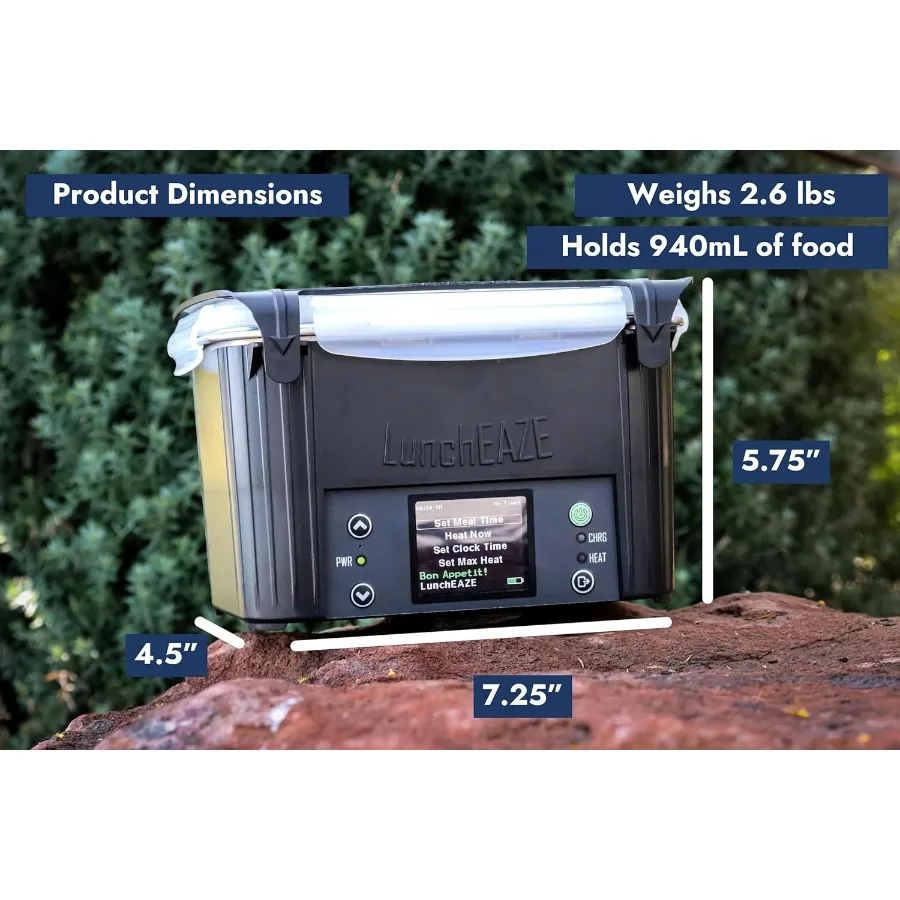 صندوق غداء Corldess المجدد من المصنع الأصلي - تسخين ذاتي، سخان طعام يعمل بالبطارية للعمل والسفر - 220 ° F Heat، BPA Fr