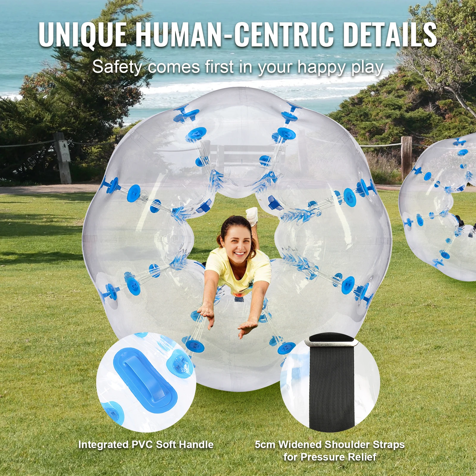 VEVOR 5FT/1.5M Inflatable Bumper Ball Body Sumo Zorb Balls for Teen & Adult 0.8mm Thick PVC Human Hamster Bubble Balls