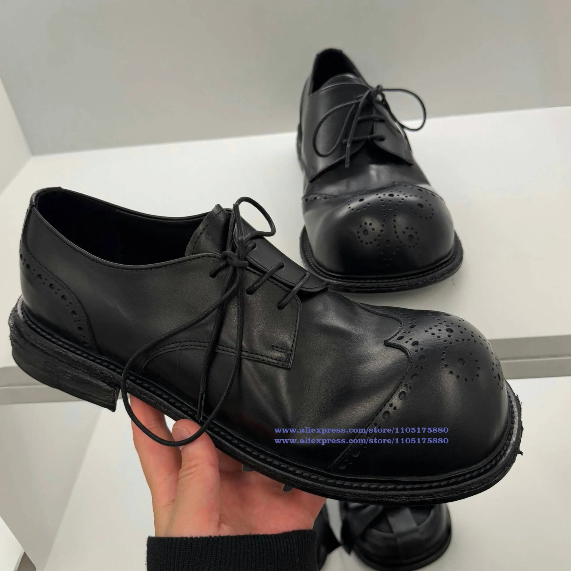 Sepatu Pria Kulit Hitam Vintag - Oxford Brogue Leather ulasan dan harga