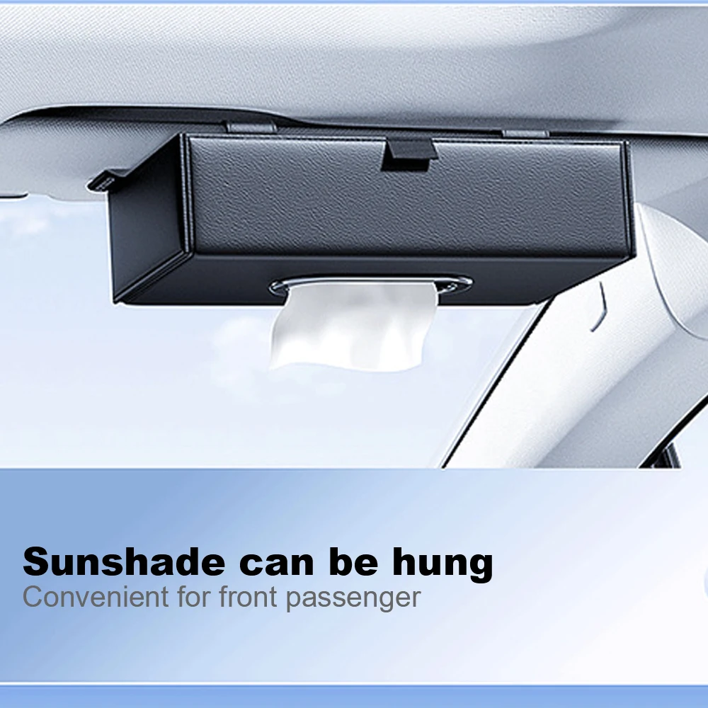 PU Leather Sun Visor Hanging Napkin Pater Towel Organizer Highend Holder Car Mounted Sunshade Tissue Box