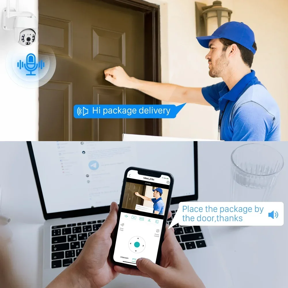 كاميرا PTZ WiFi تتبع تلقائي كاميرا IP الأمنية كشف الإنسان اللاسلكية في الهواء الطلق الأضواء اللون كاميرات المراقبة للرؤية الليلية