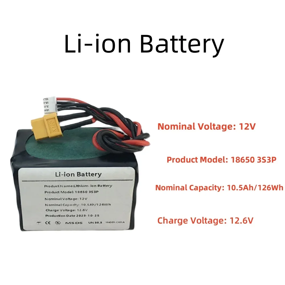 3S3P 12V 10.5Ah 12.6V Haute Capacité UAV Rechargeable Eddie ion Batterie Pour Divers RC Avion Quadrotor XH2.54-4P count60