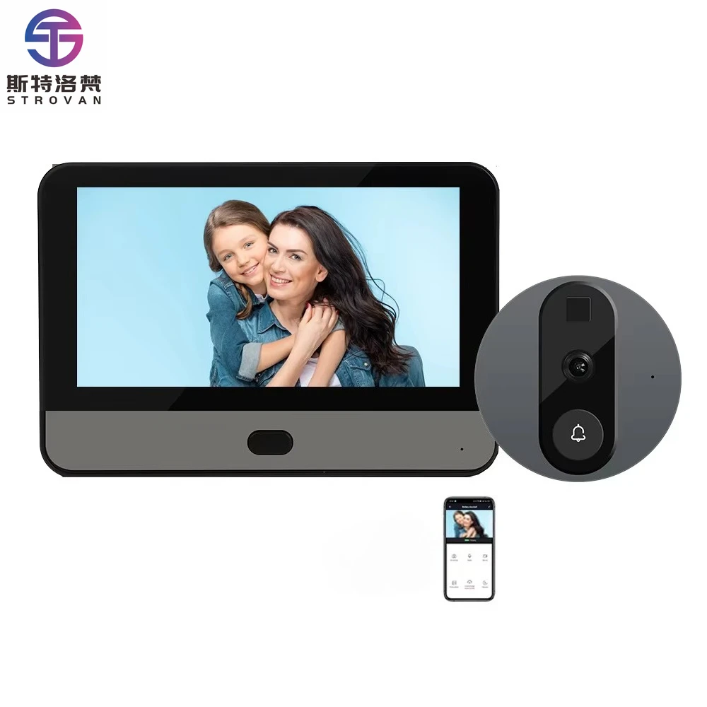 

1080P Peephole WiFi Peep Hole Door Viewer Night Vision Smart Video Doorbell PIR Detection APP Control