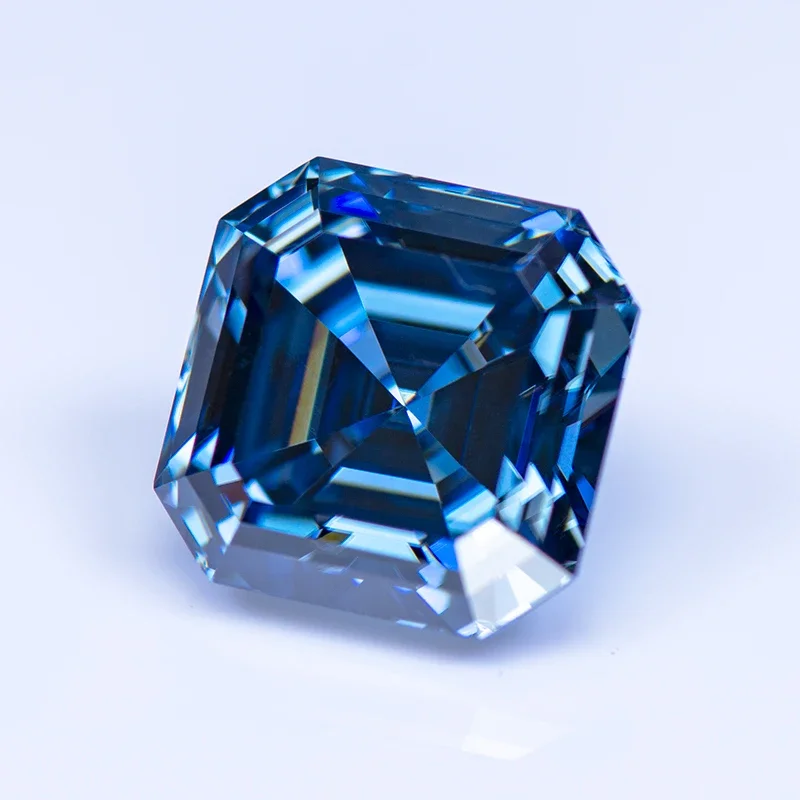 Moissanite Lab Grown Diamond Natural Color Royal Blue Asscher Cut With GRA Certificate Gemstone Charms Jewelry Making Materials