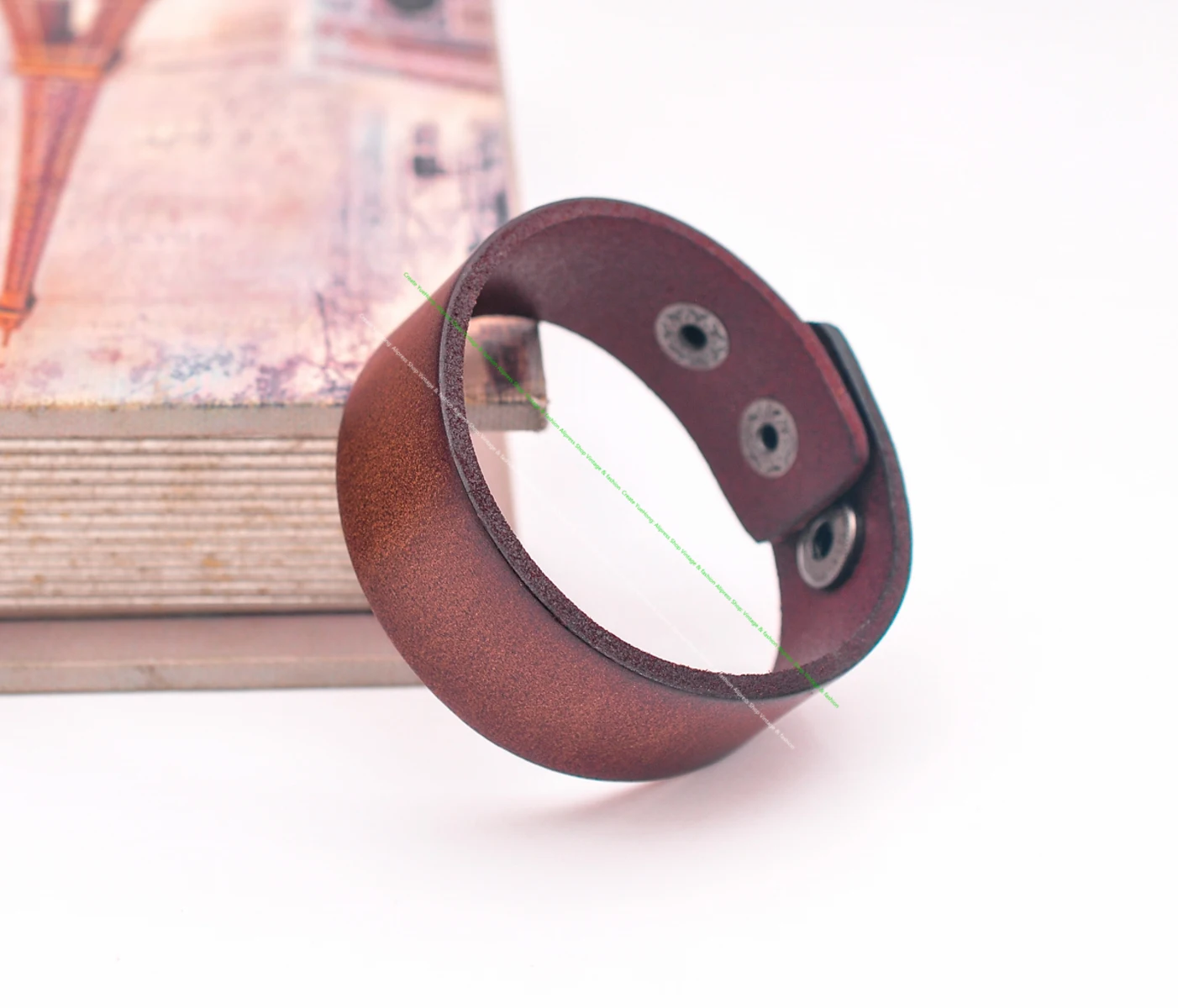 2.5cm Band Width G601 Dark Brown Simply Stylish Single Wrap Genuine Leather Bracelet Wristband Men\'s