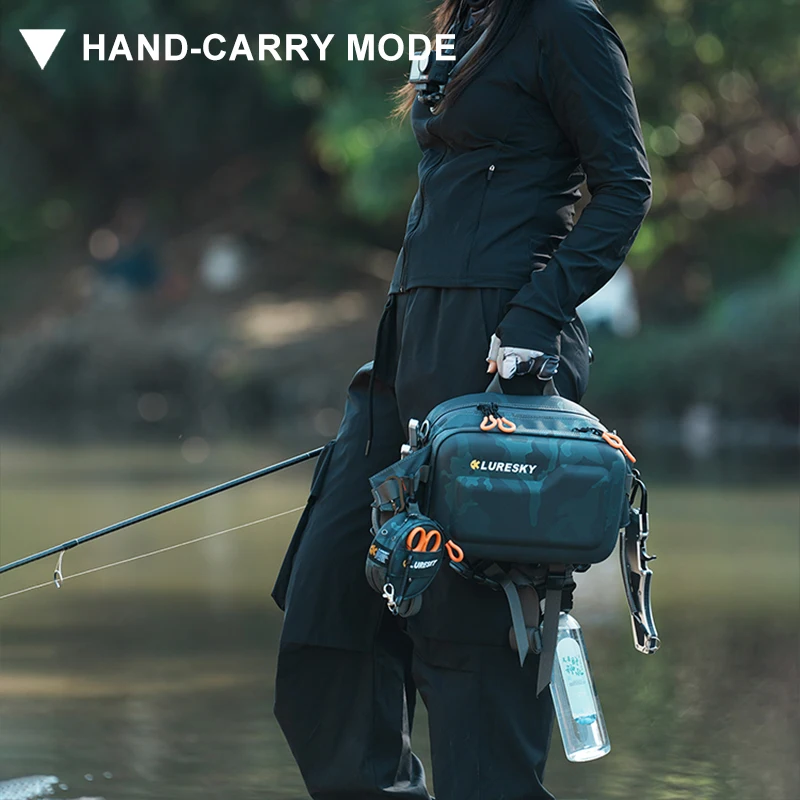5L LURESKY Wasserdichte Angeltasche, multifunktional als Umhängetasche, Hüfttasche und Rucksack, professionelle Aufbewahrung für Spinnruten und Köder. – Detail 13