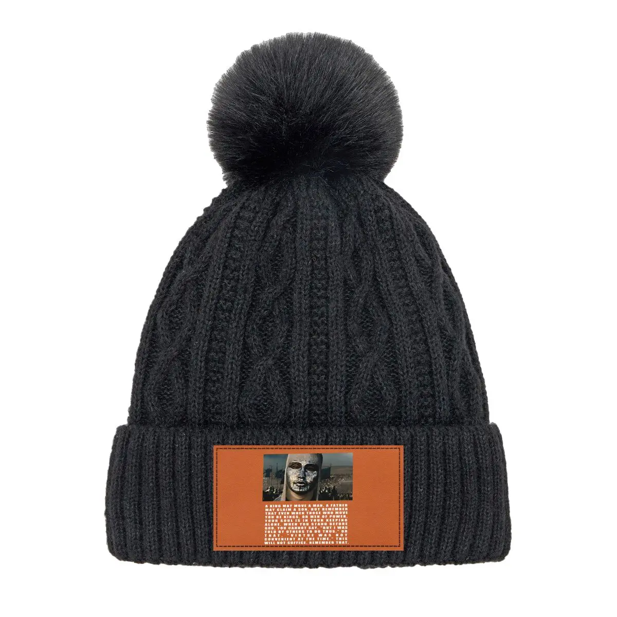 

Фигурка в маске в боевой сцены. Теплая шапка с помпоном. Мягкая вязка для офиса, ежедневных поездок на работу.