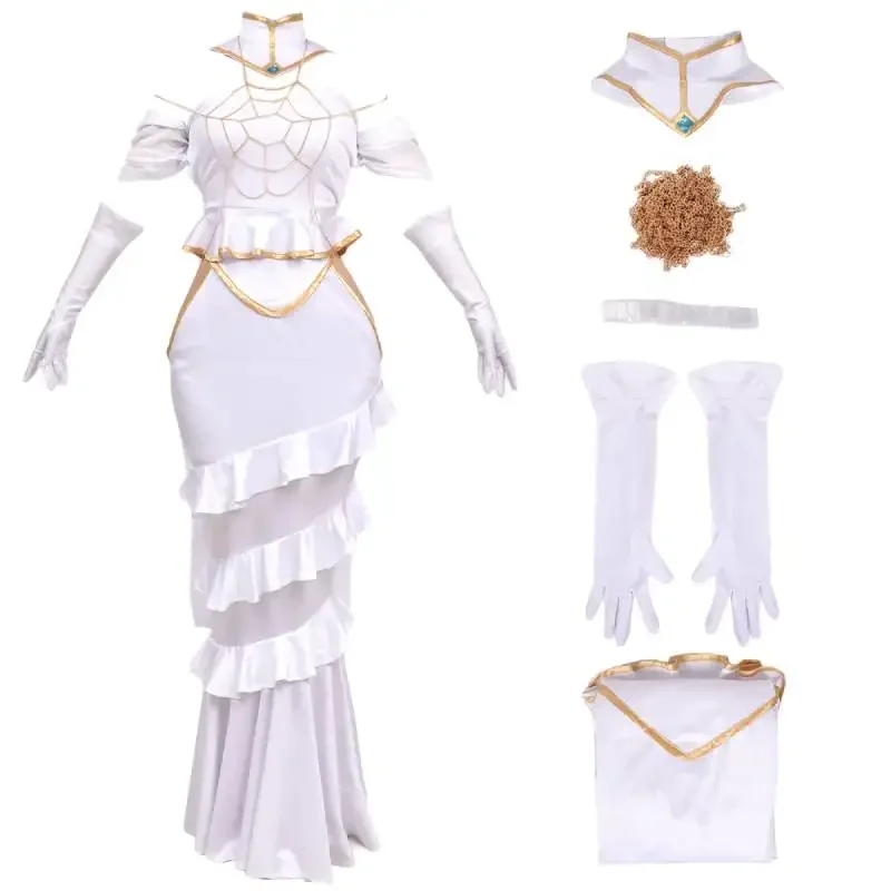 En Stock DAZCOS Anime Overlord Albedo Cosplay disfraz Halloween Navidad disfraz Cos mujer vestido blanco Overlord Albedo Cosplay