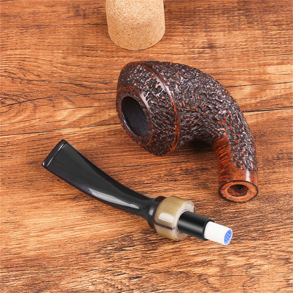 Bruyere Wood Flying Saucer Pipe For Tobacco 9mm Filter Flue Retro Gentleman Bent Handle Handmade Smoking Pipe With Accessory