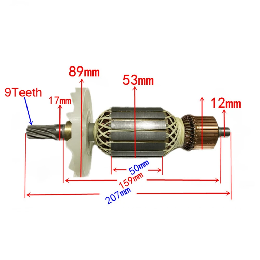 AC 220-230V Demolition Hammer Motor Rotor for Hitachi 9 Tooth 360286E H65SB2 H65SD2 H65SD H70SD H70SA Accessories