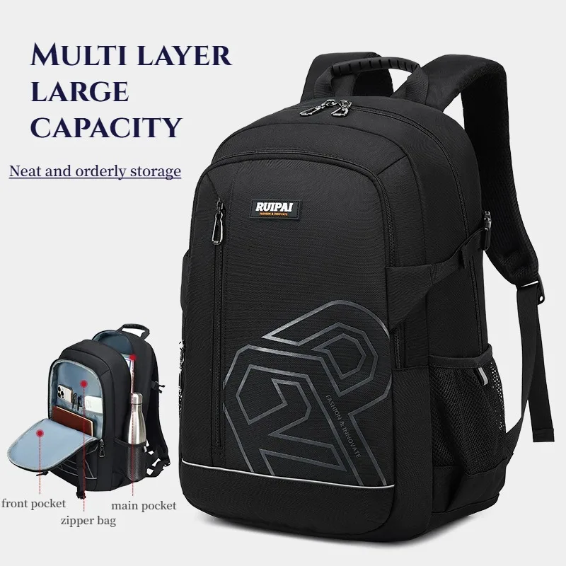 Middle School Students Schoolbags Boys Black School Satchels Large Capacity Travel Rucksack Waterproof Durable Book Bags