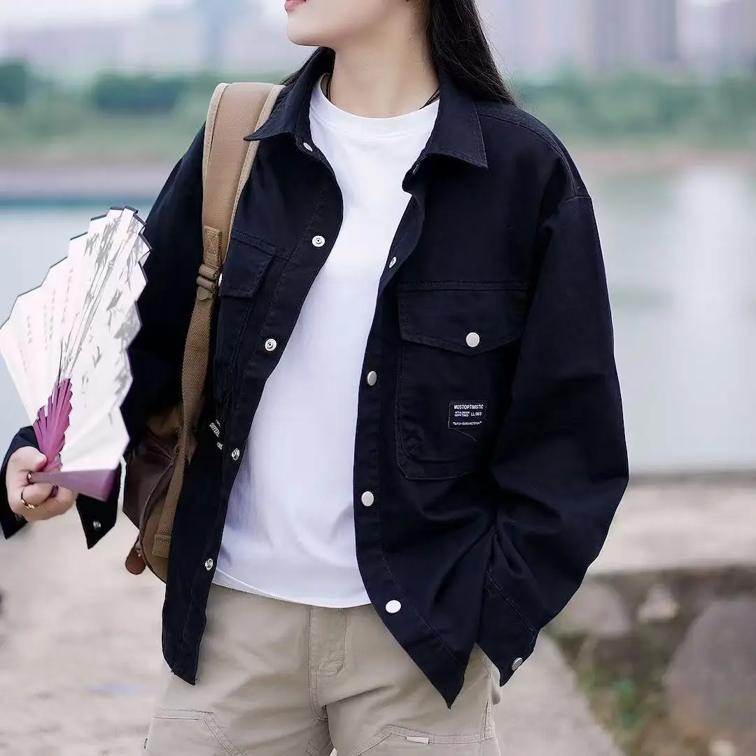 

American Sle Workwear irt Jaet Loose Casual Long Sve Men's Spring Autumn New Sle Retro Japanese Sle Clothing