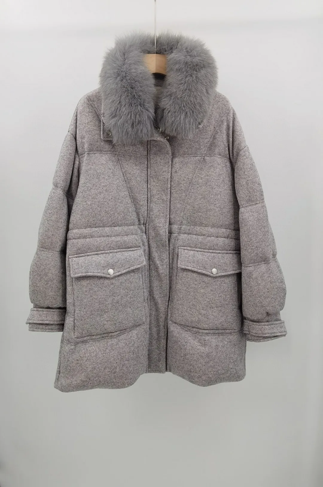 Luxurious autumn-winter cashmere solid color goose down coat