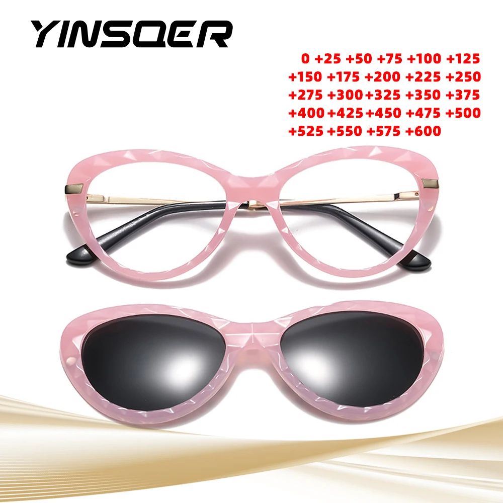 

Polarized Clip on Myopia Hyperopia Sunglasses 3 in 1 Women Cat Eye Driver Goggles Magnetic Glasses Prescription Eyeglasses