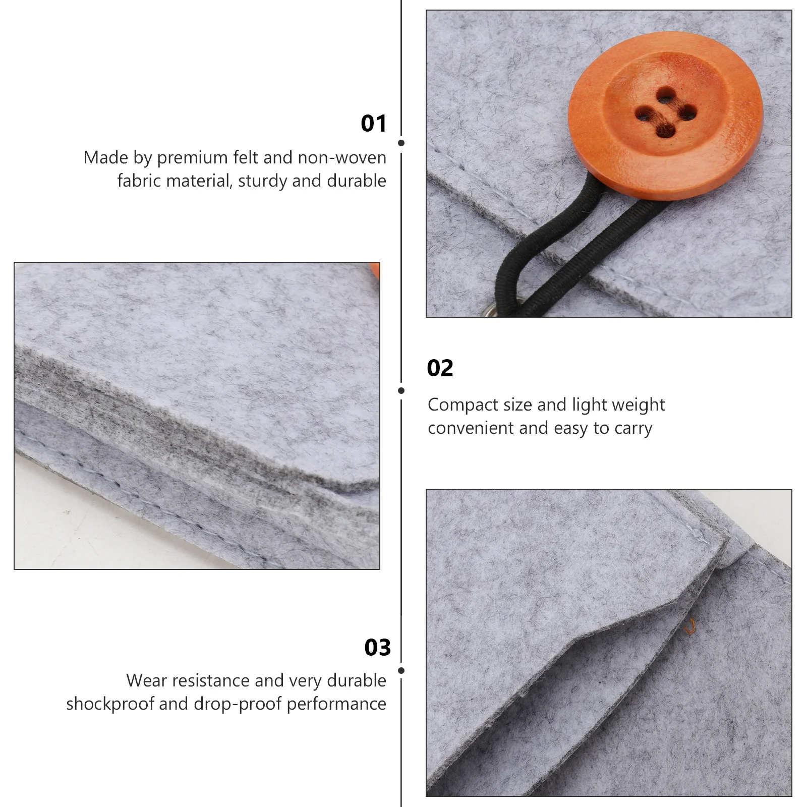 

2PCS Essential Oil Storage Bag Felt Non-woven Portable Travel Grey 6 Bottles Makeup Brush Case Compact Cosmetics Pouch