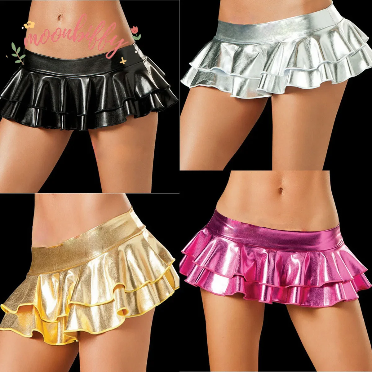 Sexy LaTeX Skirt Women PVC Pole Dancing Club Wear Short Skirts 6 Colors Patent Leather Micro Mini Skirts Dancing Skirt