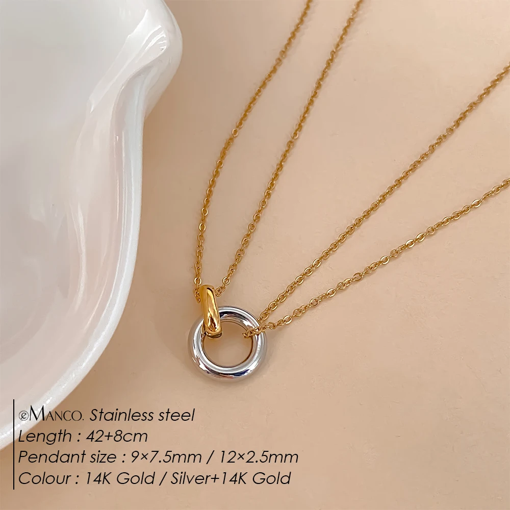 EMANCO Stainless Steel Two-Color Pendant Necklaces for Women Chokers Trend Fashion Festival Party Gift Jewelry