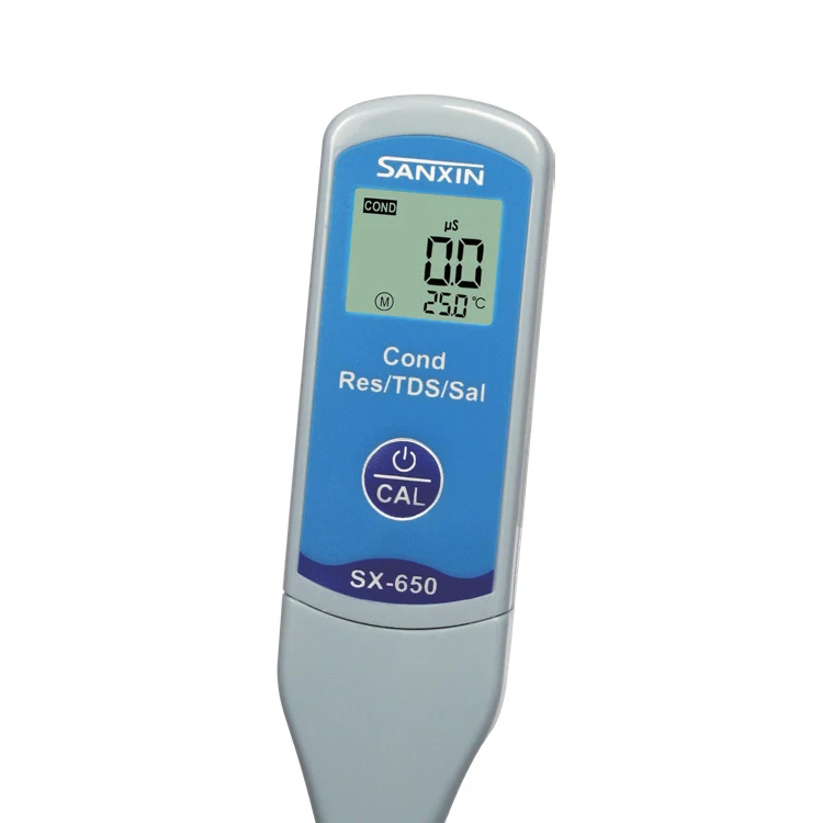 SX650 نوع القلم نوع الجيب الموصلية / المقاومة / TDS / الملوحة / الموصلية الكهربائية أيون / Ph / mv / جهاز قياس درجة الحرارة
