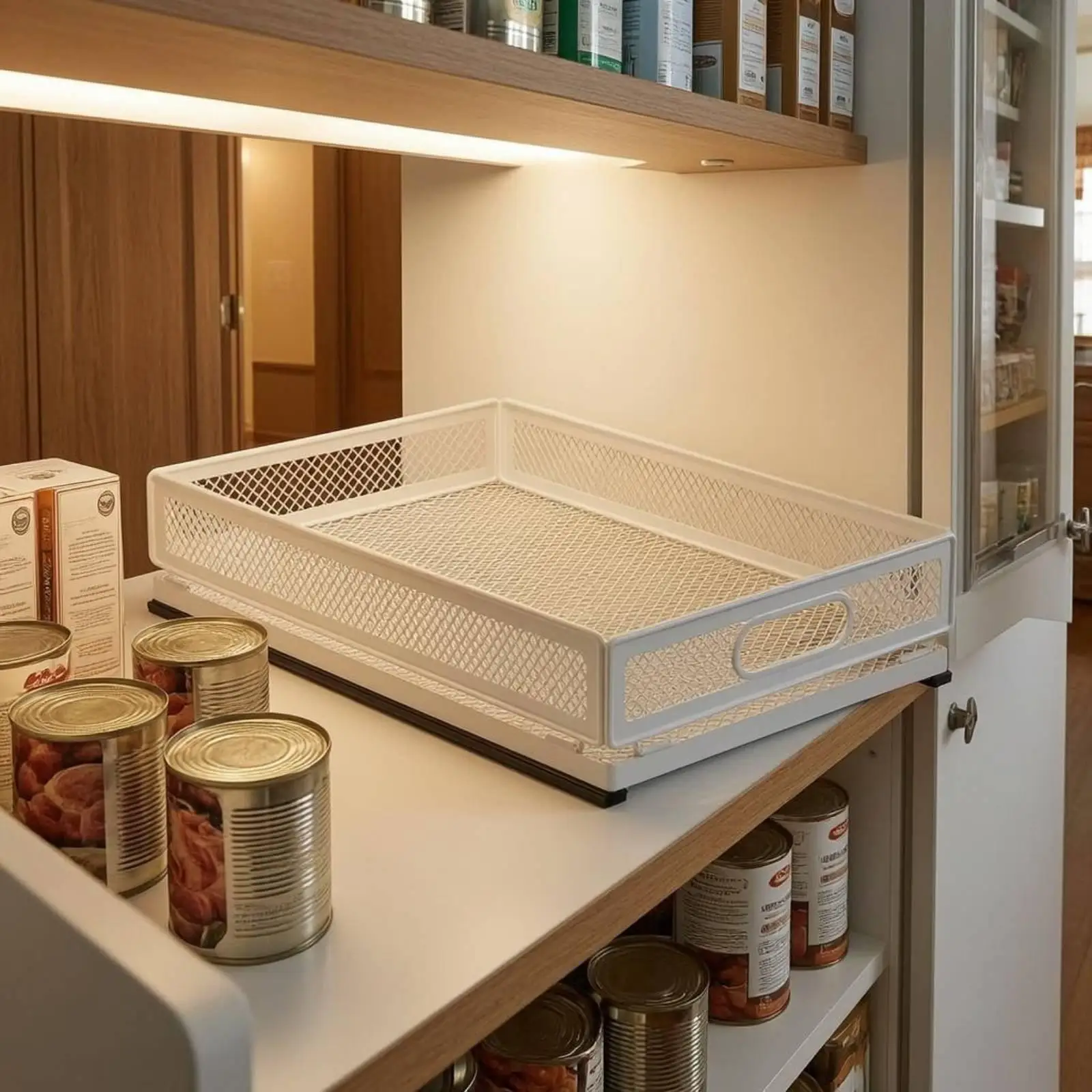 Pull-out Storage Basket Open Open Mesh Storage Basket Metal Frame for Kitchen