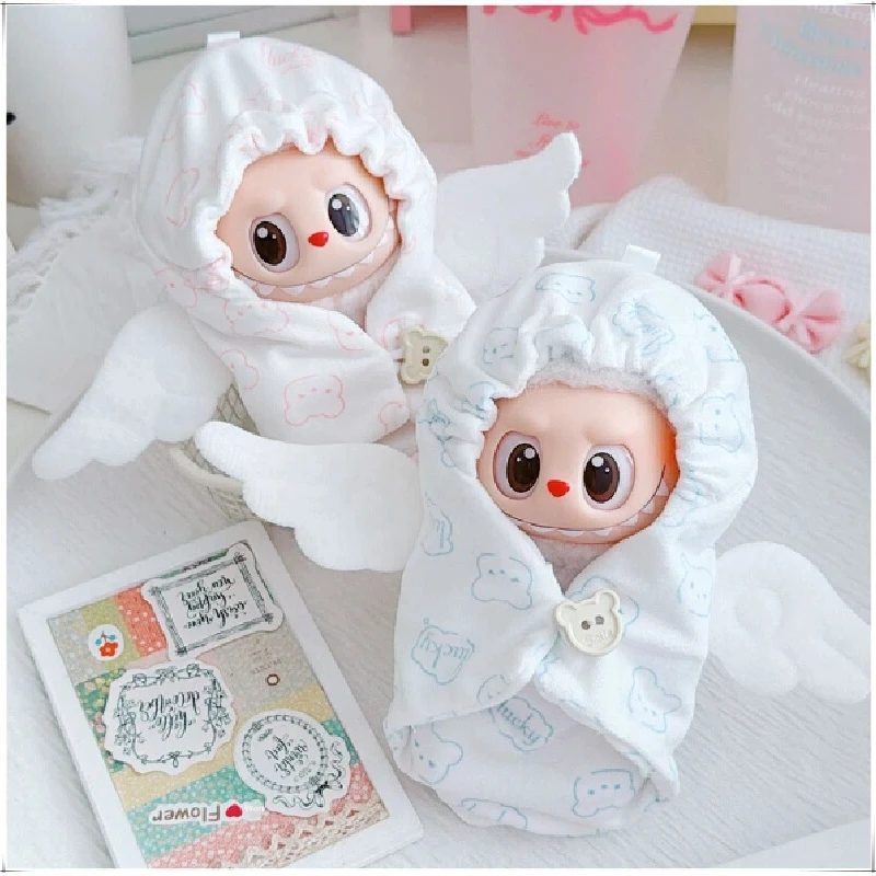 

First second and third generation labubu baby clothes 17cm Lappu cloth for sitting and party wear sleeping bag swaddling bag ba