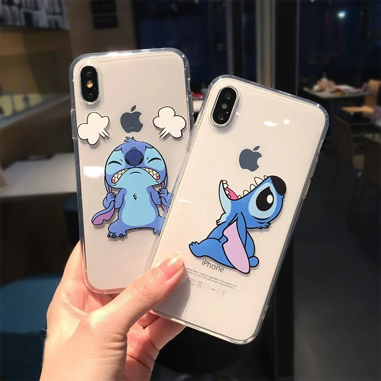 Cute Cartoon Stitch Case for iPhone 13 12 11 Pro Max for iPhone 14 15 16 Pikachu Cases Soft Phone Cover