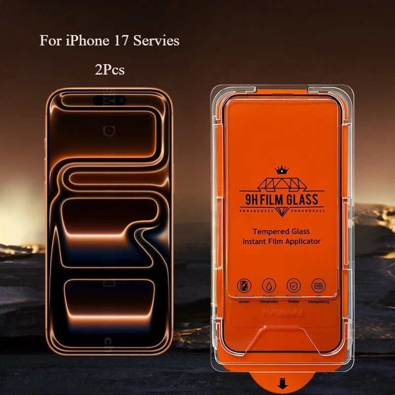 2 قطعة حامي الشاشة آيفون 17 برو ماكس الهواء سهلة التركيب الزجاج المقسى المضادة للخدش طبقة رقيقة واقية آيفون 17Pro