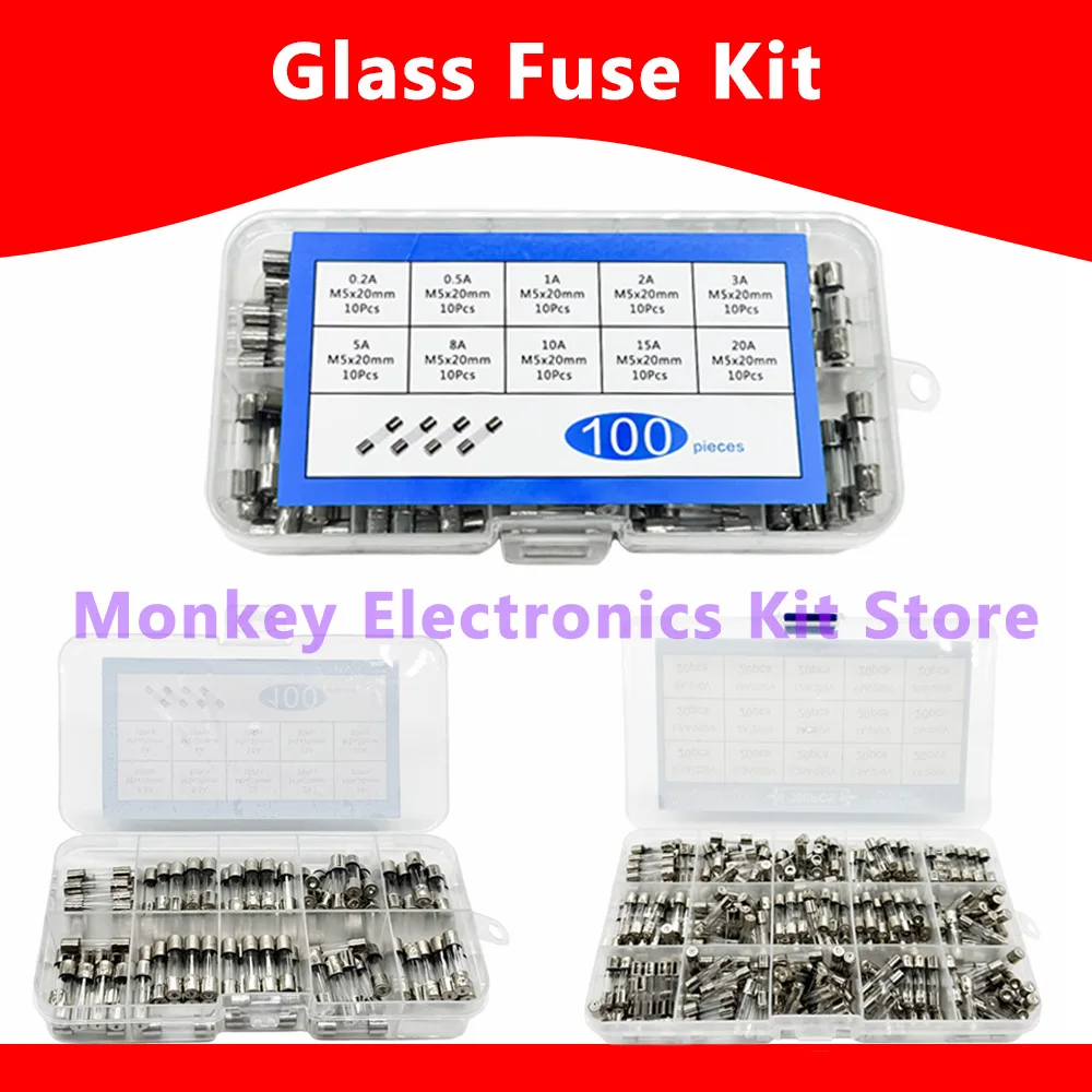 100/300/360pcs 10/15/24 Waarden Auto Fast-blow Glaszekeringen 0.2-20A 0.1-30A Diverse Kit voor Auto Licht Inflator stofzuiger Kit