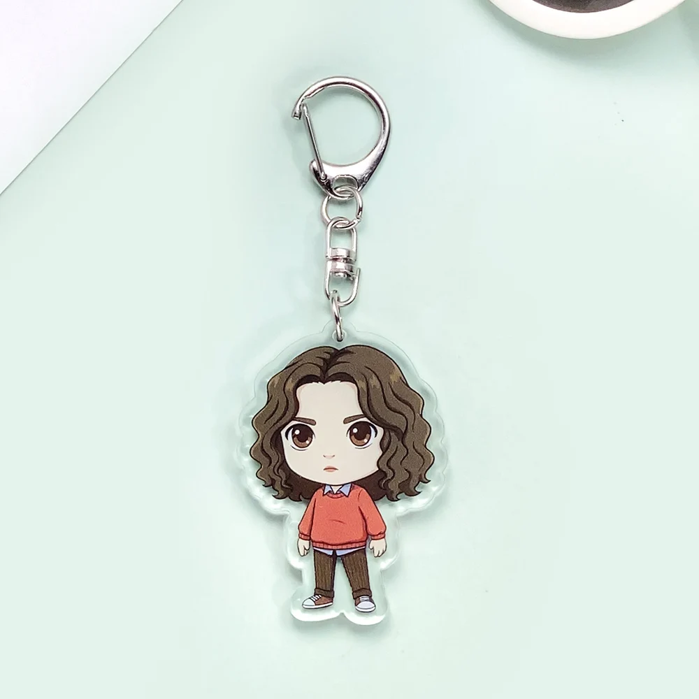 1/7Pcs Cartoon Stranger Things Eleven Acrylic Car Keychain Accessories Cute Bag Charm Keyring Backpack Pendant Decoration Gifts