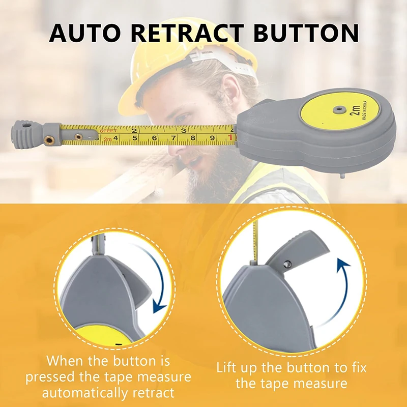 2M Rotating Tape Measure Compass-with 10 Pencil Leads &Locking Button for Precision Circle/Drawing,Adjustable Beam Drafting Tool
