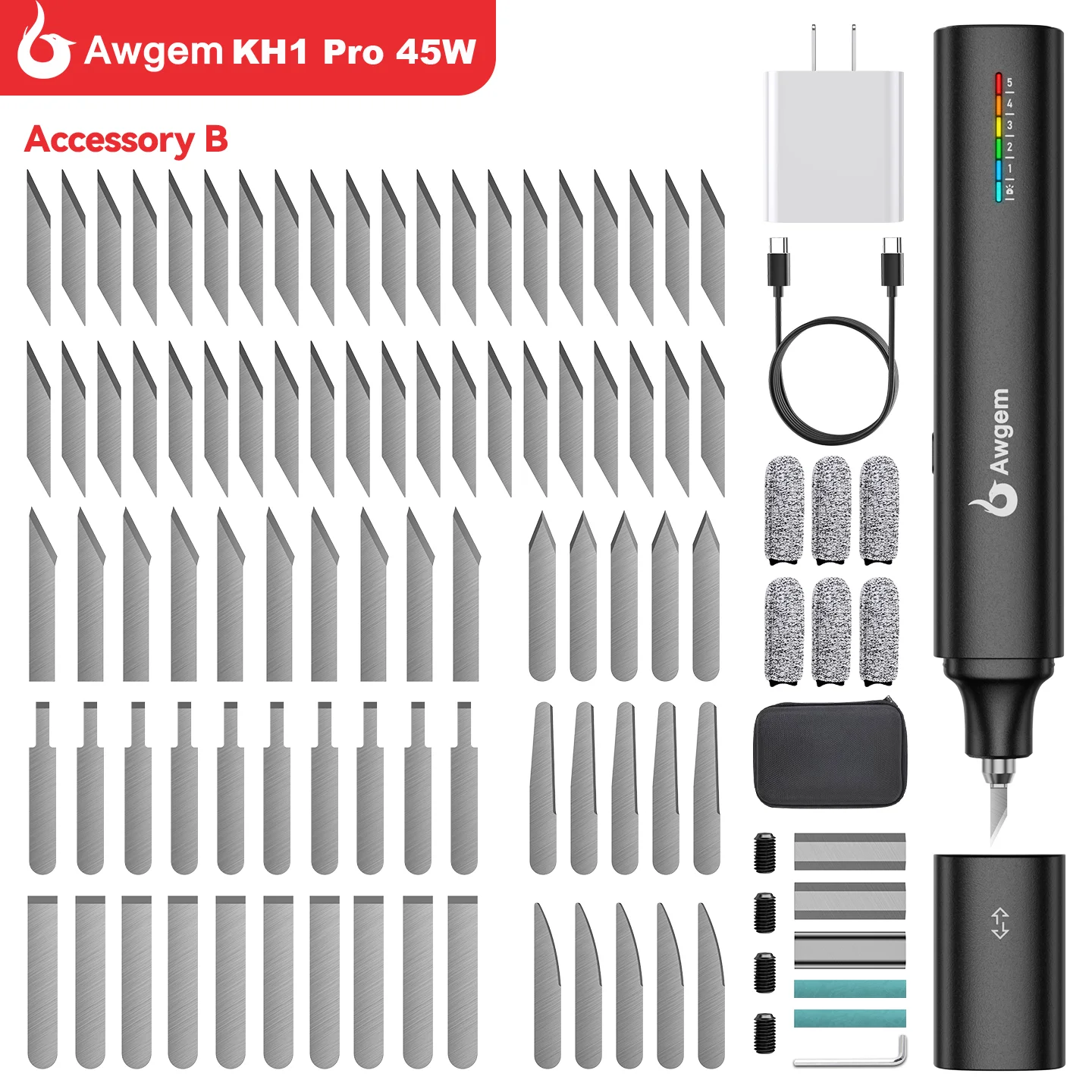 Awgem 40KHz Handheld Ultrasone Cutter Ultrasoon snijmes DIY Elektrisch Carving Tool voor Plastic/Hars/3D Afdrukken/Textiel