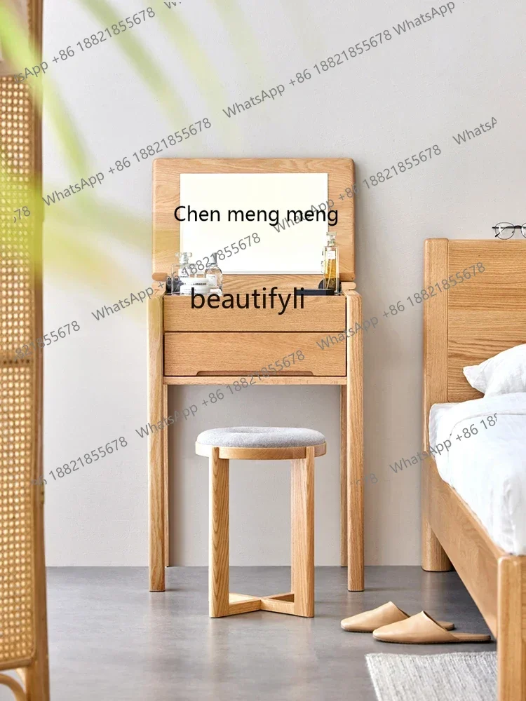 

ss7304Solid Wood Dresser Nordic Modern Minimalist Oak Flip Dresser Small Makeup Table