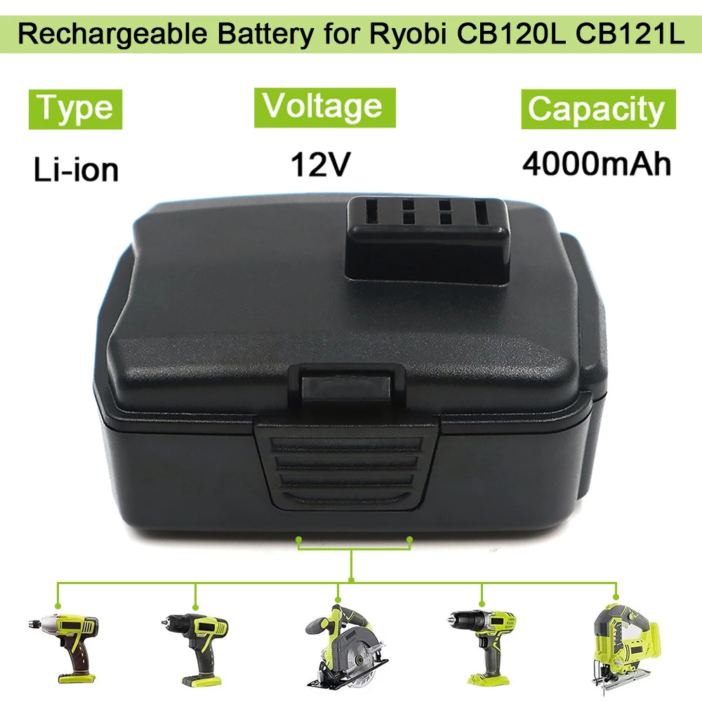 12V 4.0Ah Lithium Battery Replacement for Ryobi CB120L BPL-1220 HJP001 HJP002 L1212R RB12L13 Rechargeable Battery Power Tools