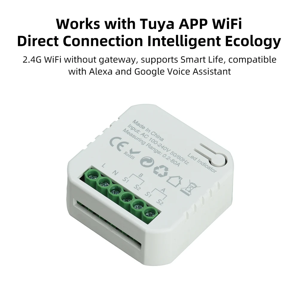 80A Tuya WiFi DIN-Schienen-Energiezähler AC 100-240V Intelligenter Stromzähler Spannungs- und Strommessgerät mit Stromwandler – Detail 10