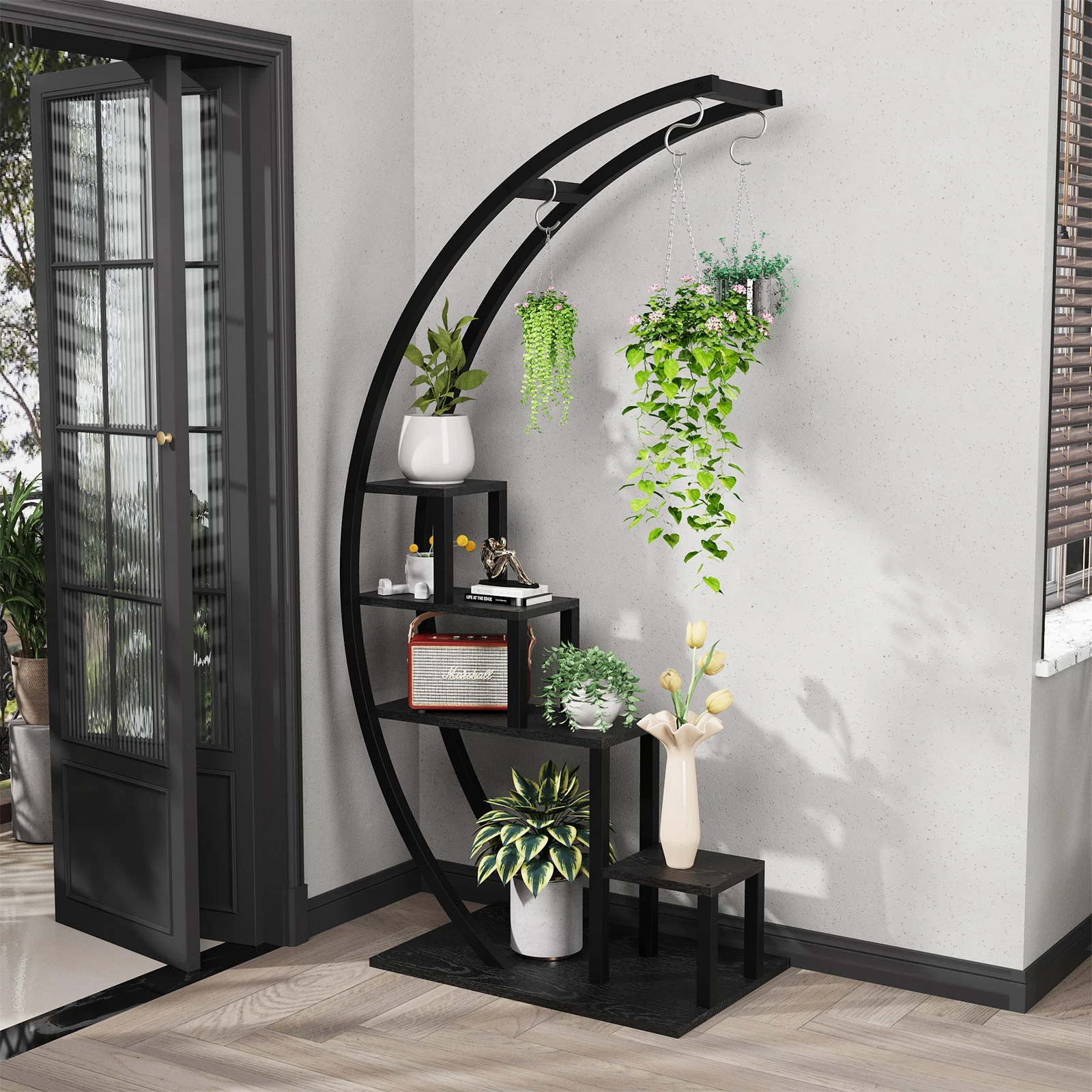 Plant Stand Indoor Outdoor, 5 Tier Heavy Duty Metal Plant Shelf, 56