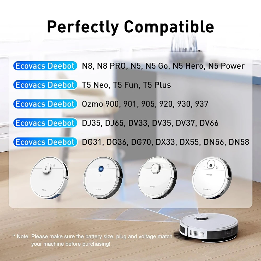 for Ecovacs Deebot N8/N8 PRO/N5/N5 Go/N5 Hero/N5 Power/Ozmo 900/901/905/920/930/937 Vacuum Cleaners 6800mAh Replacement Battery