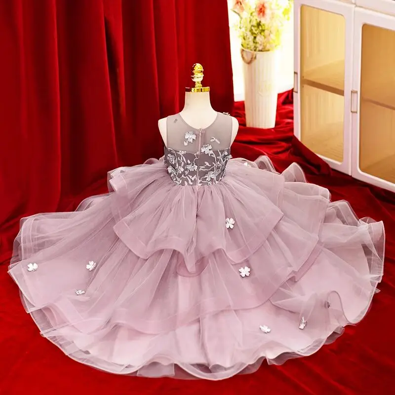 فستان الأميرة اللامع للفتيات، فستان أداء لعرض أعياد ميلاد الأطفال بعمر 3-12 سنة، ملابس أطفال راقية