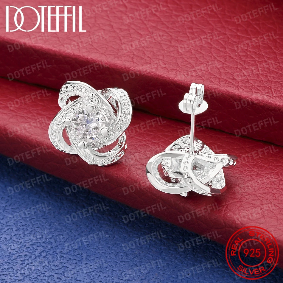 Elegante 925 Sterling Silber Luxus-Blumen-Zirkonia-Ohrringe für Damen, Modischer Party- und Hochzeitsschmuck