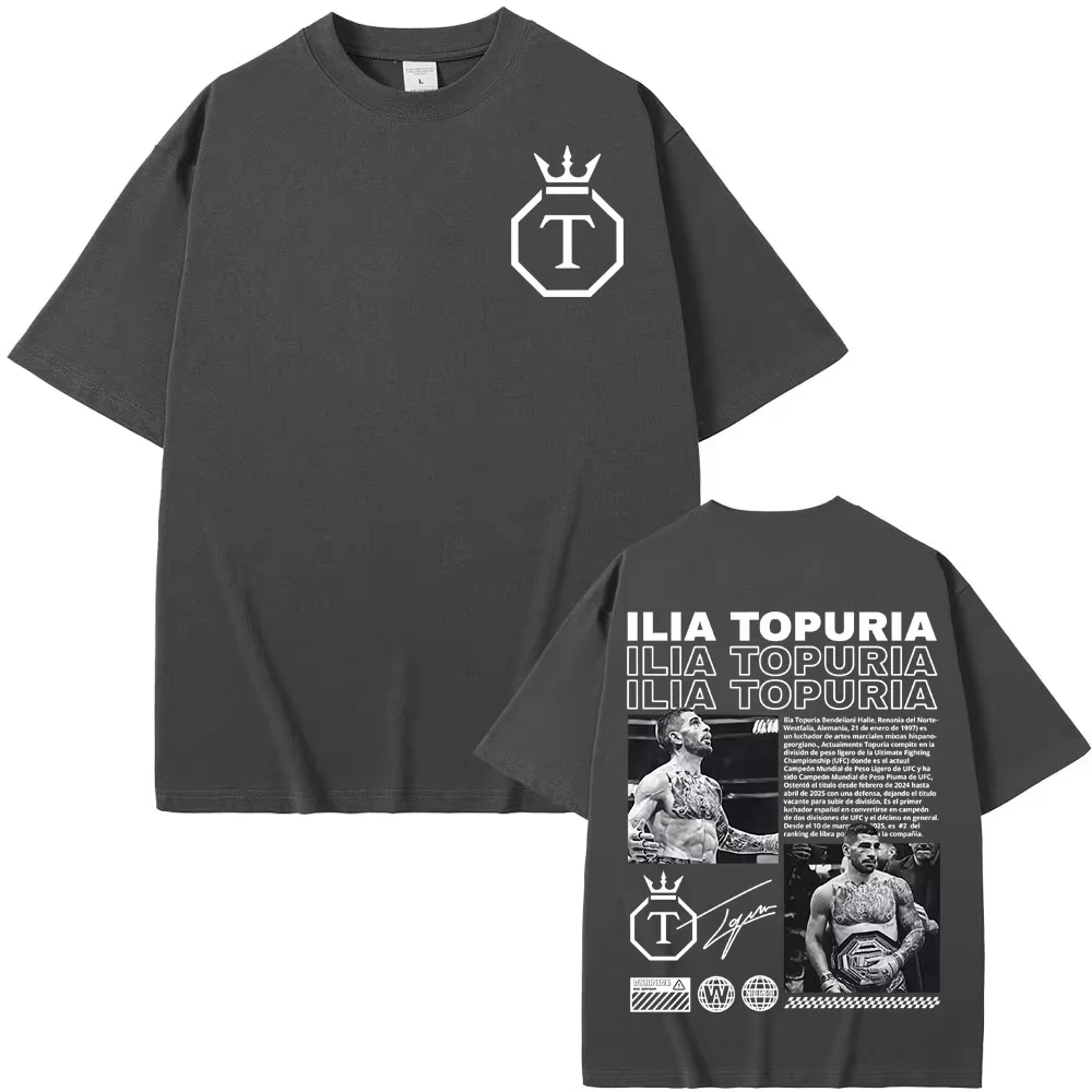 El Matador Ilia Topuria Merch T-Shirt aus reiner Baumwolle, Harajuku-Muster, Unisex, Sommer, bedruckt, Streetwear, täglich, lässig, T-Shirt – Detail 5