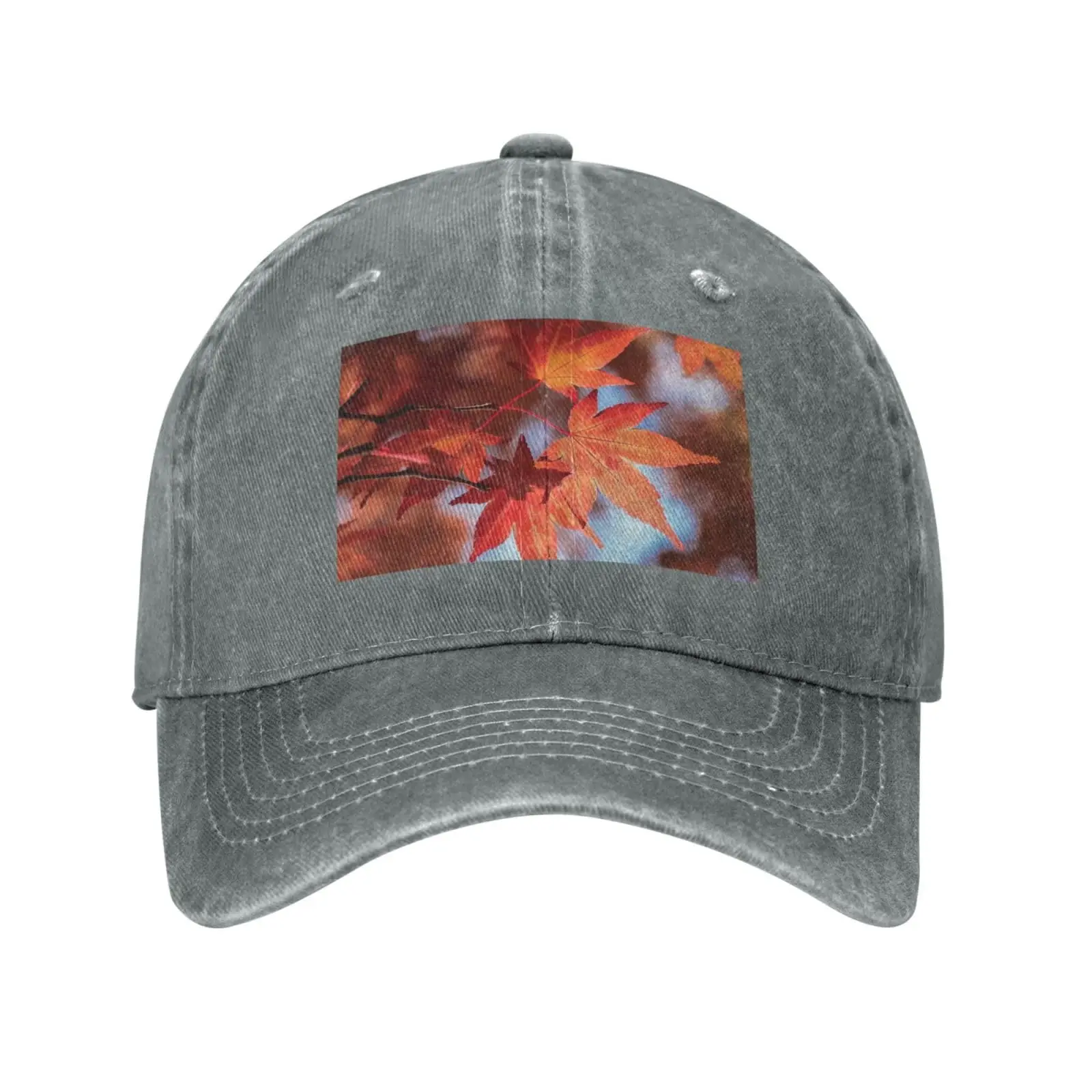 

Baseball Cap For Men Women Autumn Red Maple Leaves Adjustable Hat Washed Cotton Baseball Hat Four Seasons Sun Hat For Outdoor