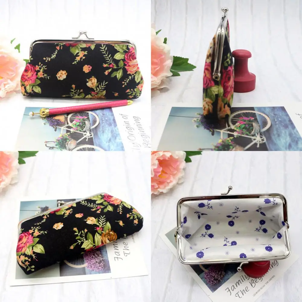 Women\'s Coin Purse Money Bag Case Wallet Keys Card Pouch Big Flower Pattern Hasp Portable Mobile Phone Bag Purses and Handbags