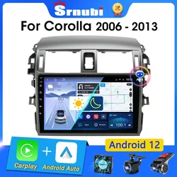 Srnubi Android 12 Carplay для Toyota Corolla E140 E150 2006-2013 Автомобильный радиоприемник Мультимедийный плеер 2 Din GPS Стерео IPS DVD Колонки